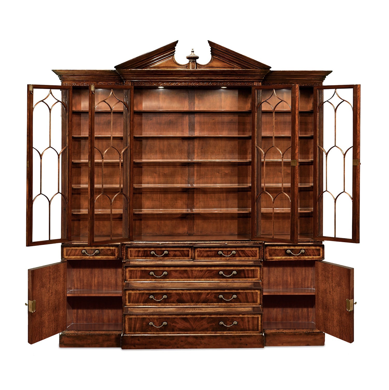 Interior view, George II bookcase with open shelves.