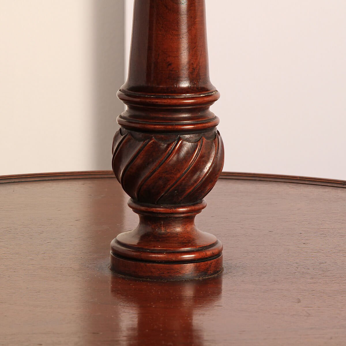 Detailed view of intricate column on dumbwaiter.