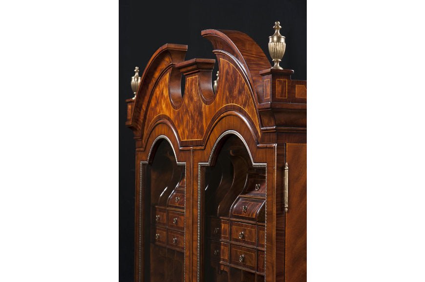 Top design detail of George II secretary bookcase.