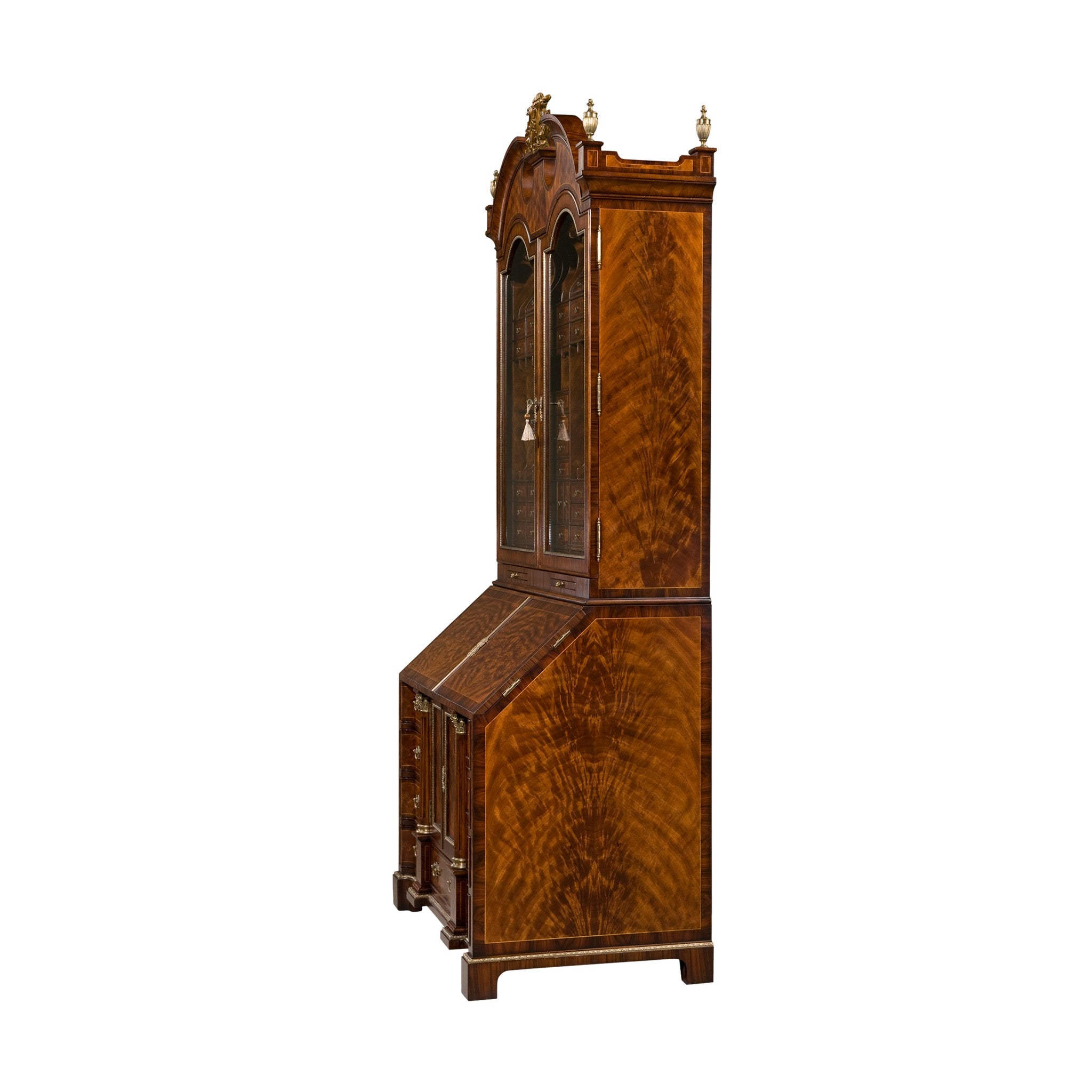 Side view of George II mahogany secretary bookcase.