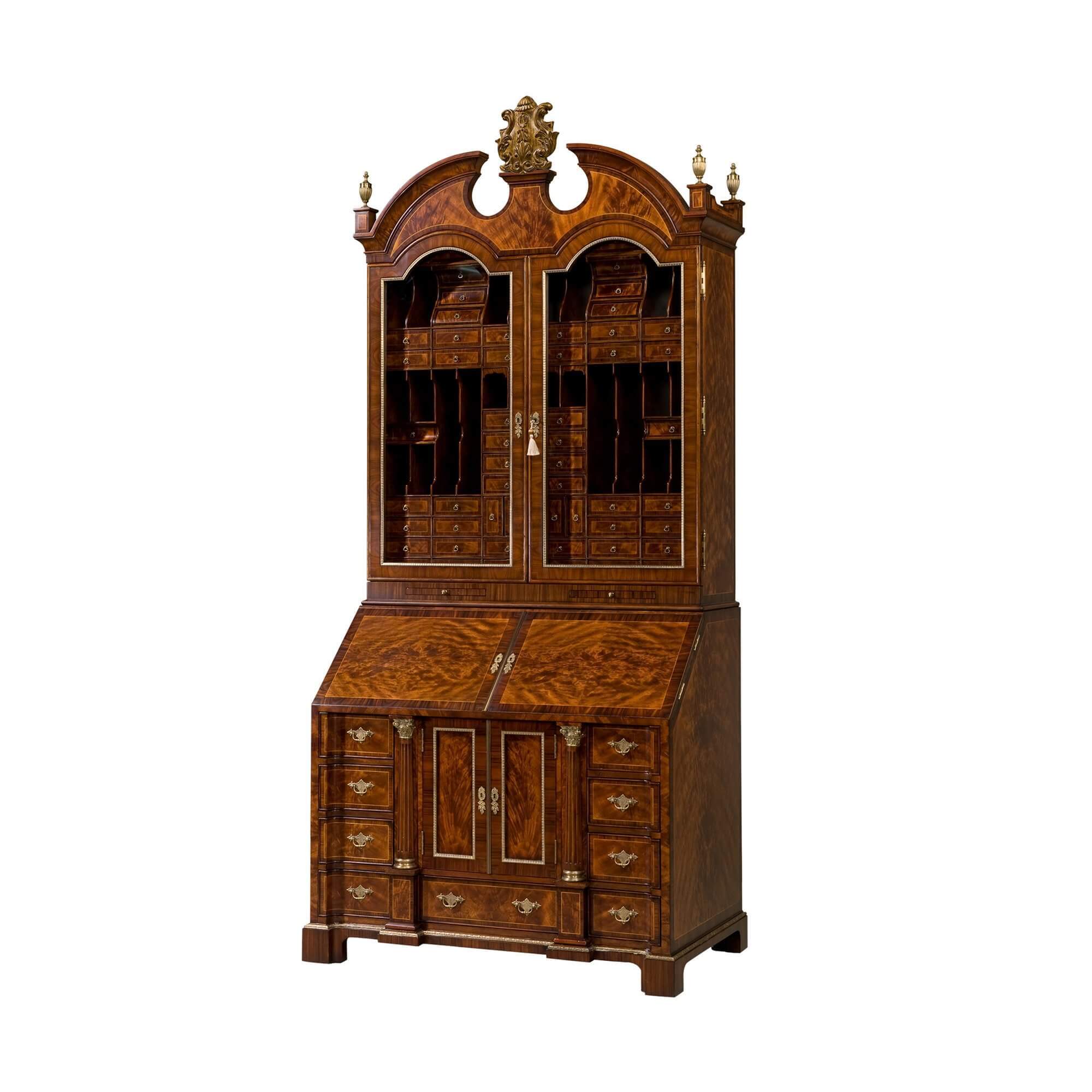 Closed George II mahogany secretary bookcase, full view.