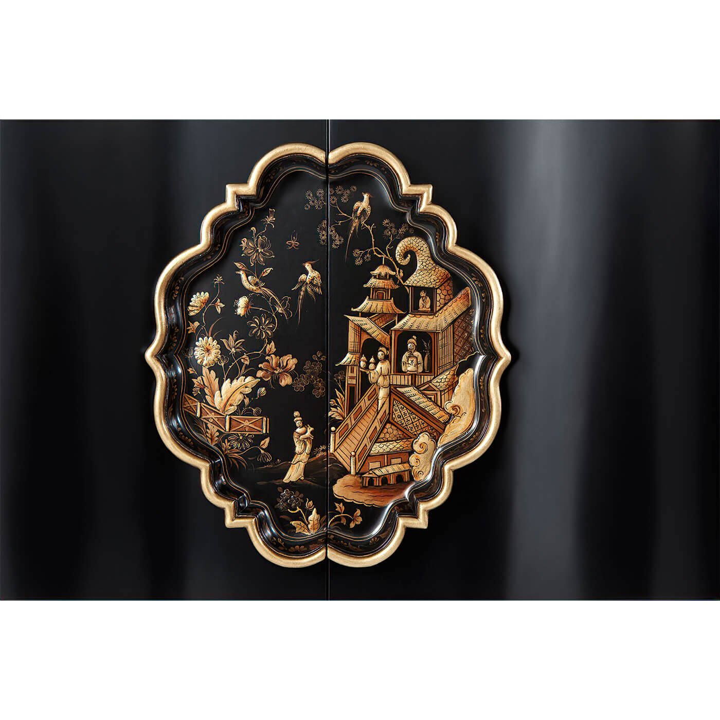 Detailed central design on Chippendale sideboard doors