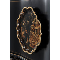 Close-up of decorative detail on Chippendale sideboard