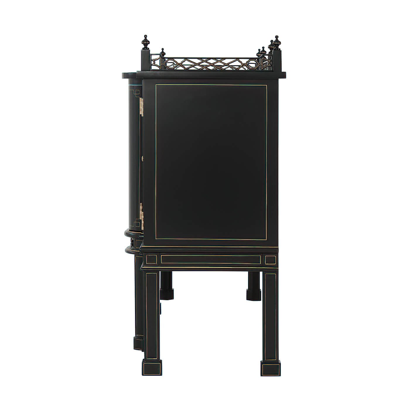 Side view of Chippendale sideboard highlighting structure