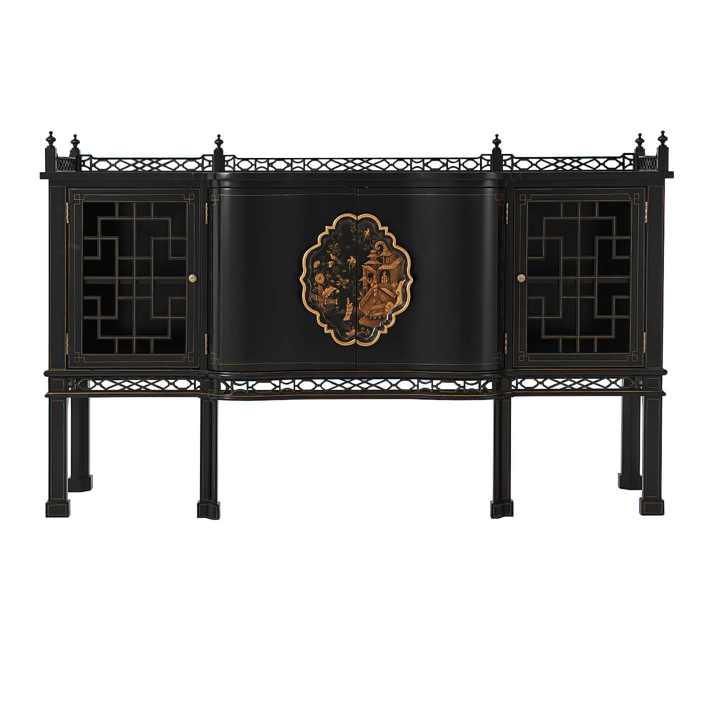Chippendale sideboard front view with intricate design