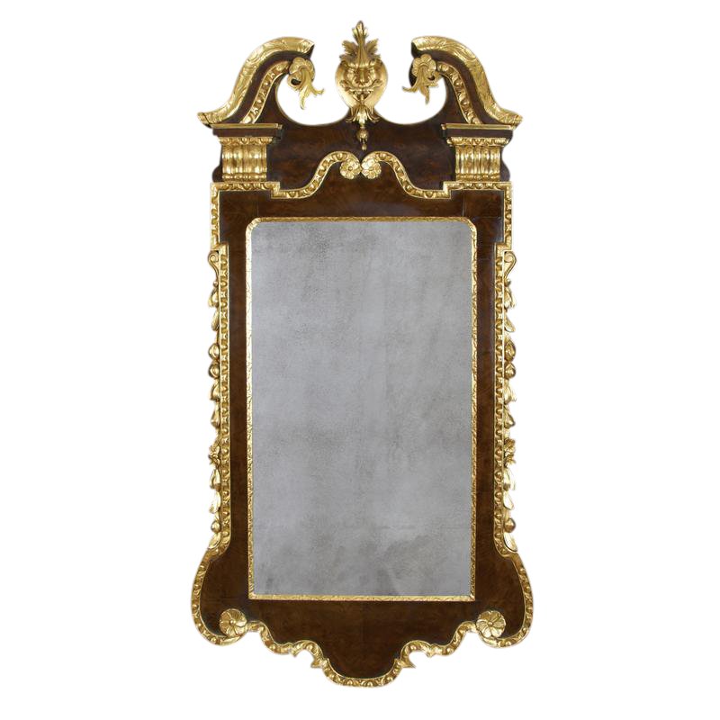 George II mirror on white background, ornate design.