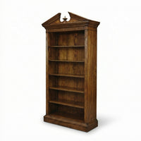 Walnut architectural bookcase, side angle view.