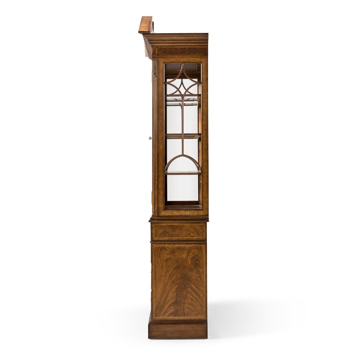 Side view of the George II walnut bookcase.