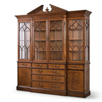 George II walnut breakfront bookcase with closed doors