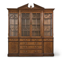 Frontal view of George II walnut breakfront bookcase