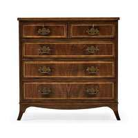 Front view bedside dresser with bow front design.