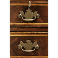 Detailed view of two antique-style dresser handles.