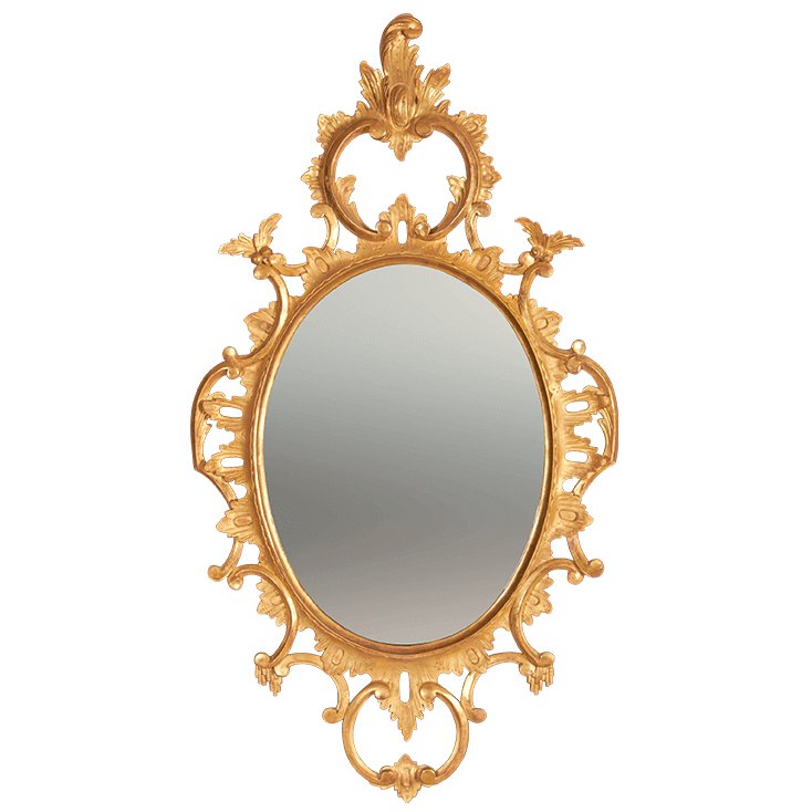Ornate gold George III Chippendale Oval Mirror design