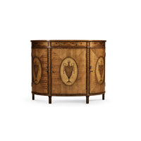 Front view of George III Hepplewhite demi-lune cabinet.
