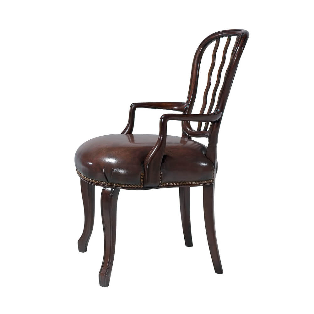 Side view of George III style dining armchair.