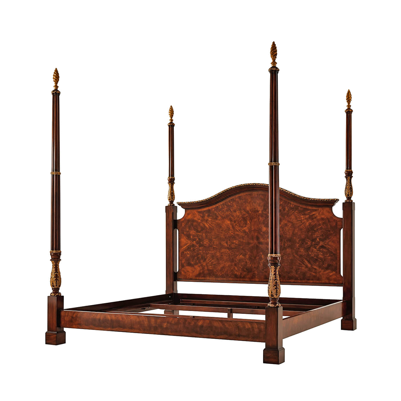 Mahogany four post king bed frame, no bedding.