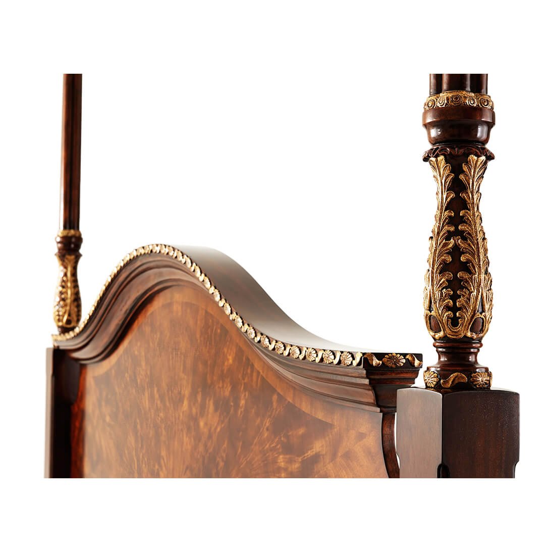 Close-up of headboard and ornate post detailing.