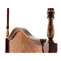Close-up of headboard and ornate post detailing.