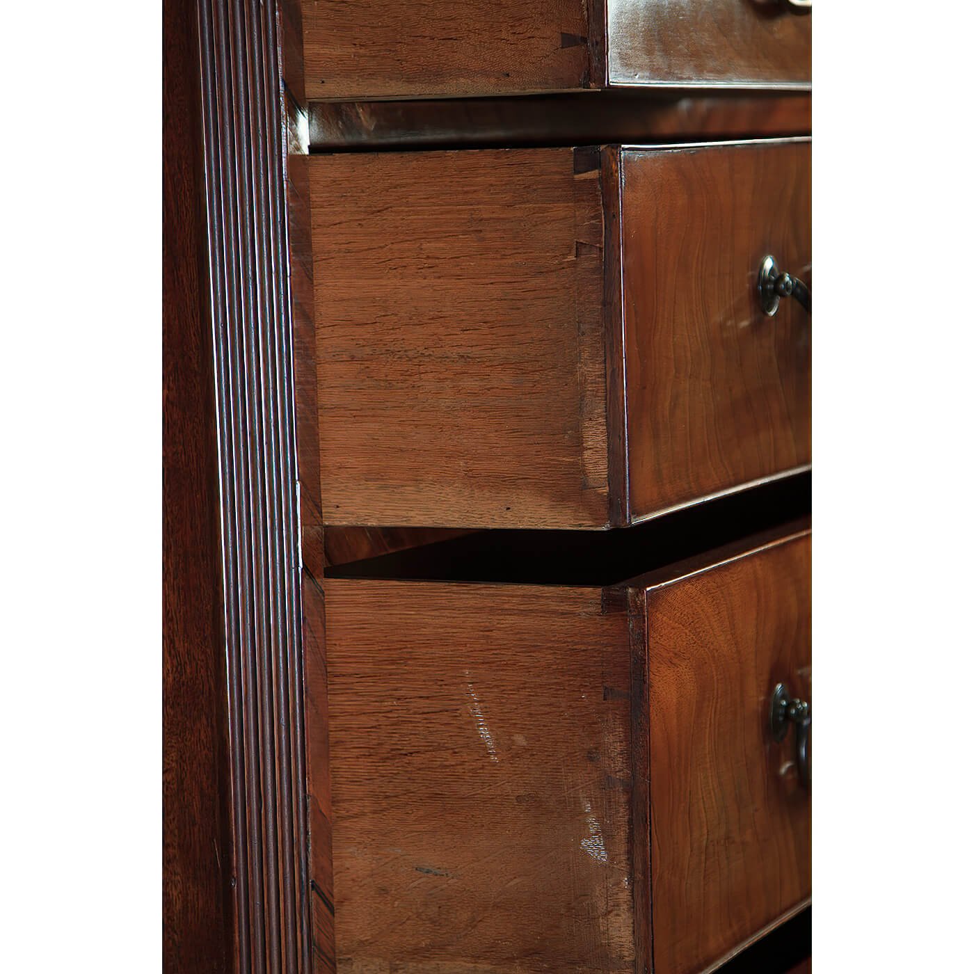 Close-up of joints and wood texture on drawers.