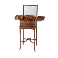 George III mahogany dressing table open, mirror view.