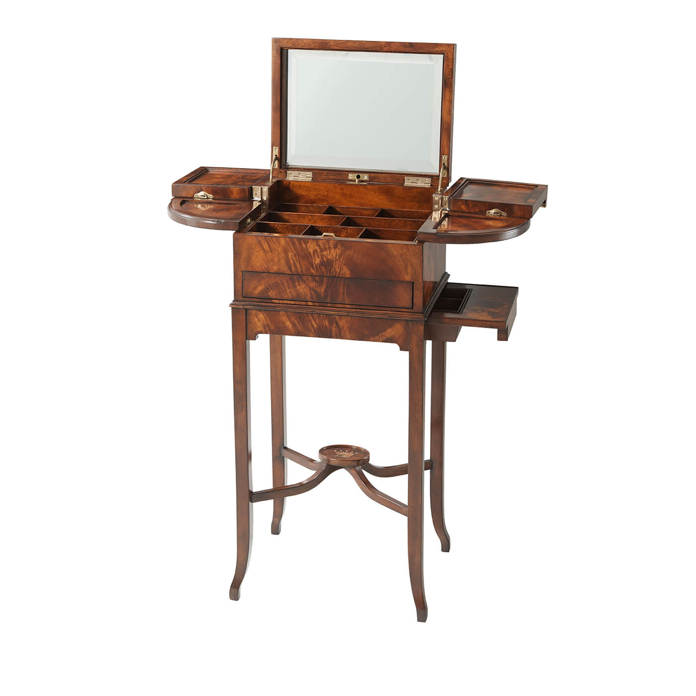 George III dressing table, opened compartments and drawer.