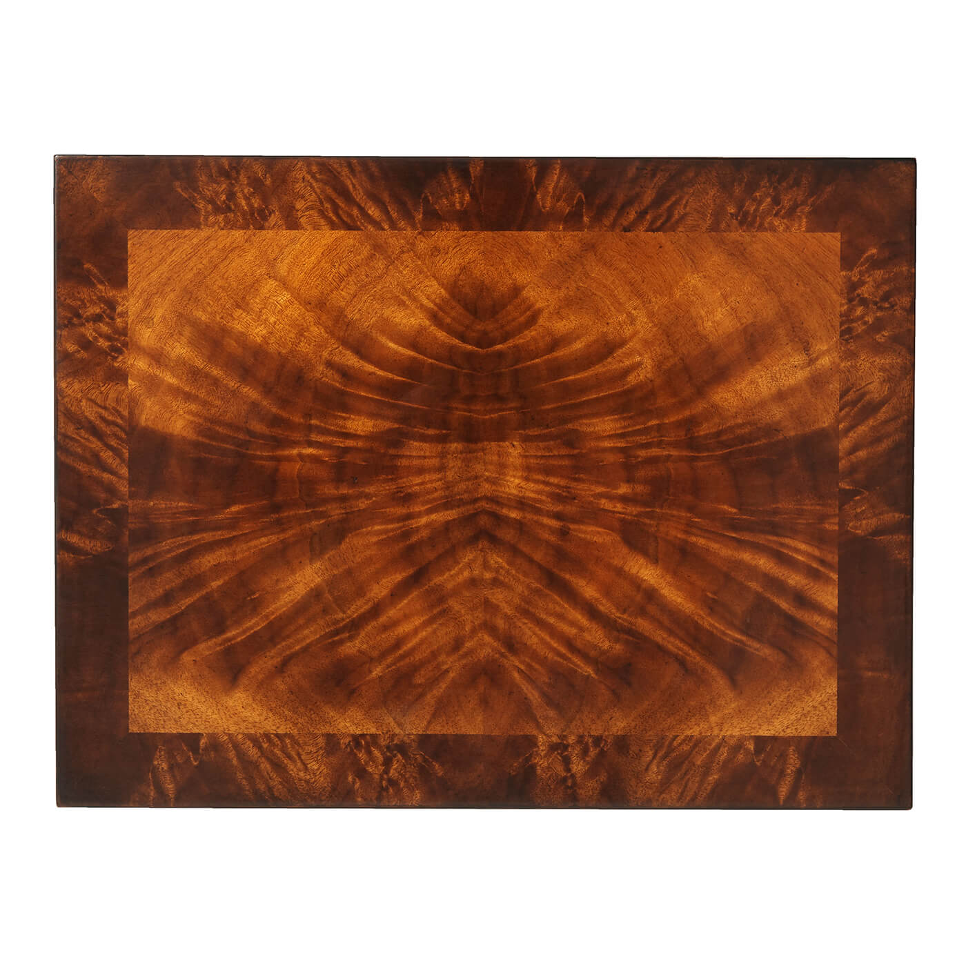 Top view, George III mahogany dressing table wood grain.