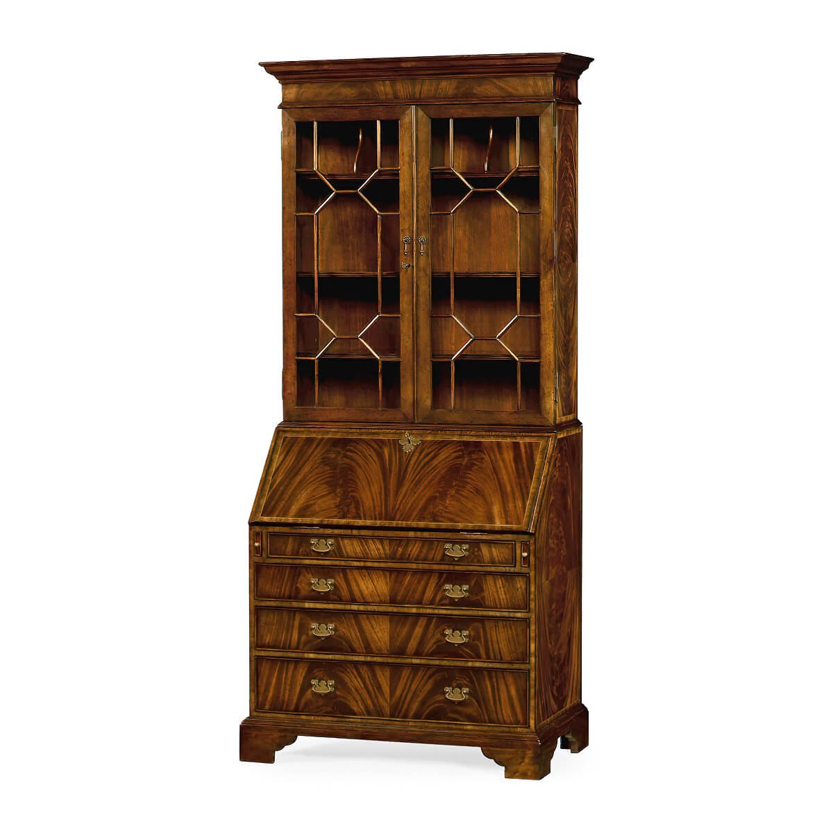 Another angle of closed George III mahogany secretary bookcase.