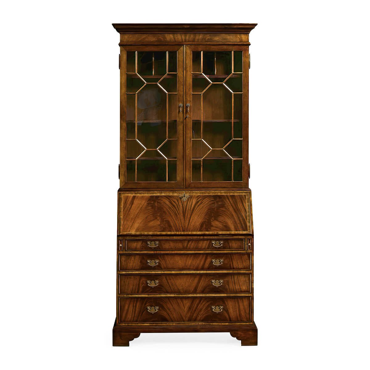 Front view of closed George III mahogany secretary bookcase.