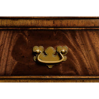 Drawer handle detail on George III mahogany secretary bookcase.
