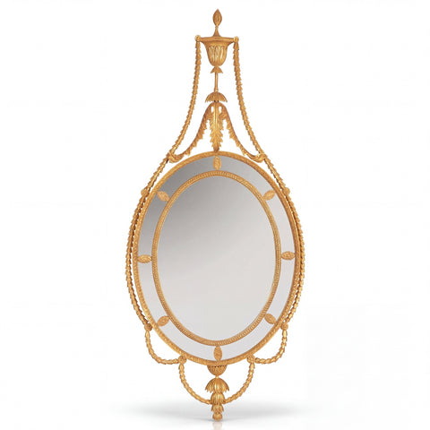 George III Mirror - Adam Style with Oval Border Glass Frame