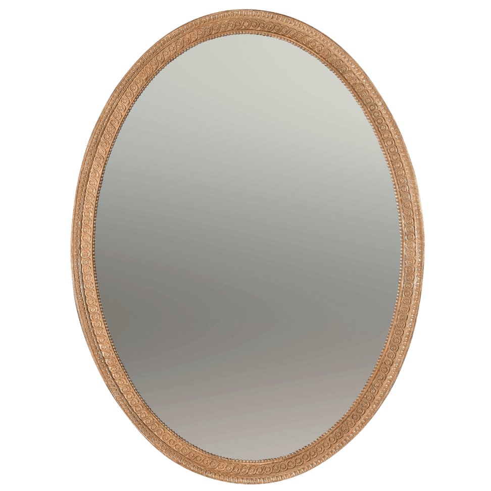 Elegant George III oval mirror with intricate wooden frame.
