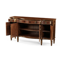 George III serpentine sideboard with open doors.