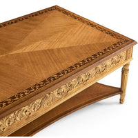 Overhead view showing coffee table's top design.