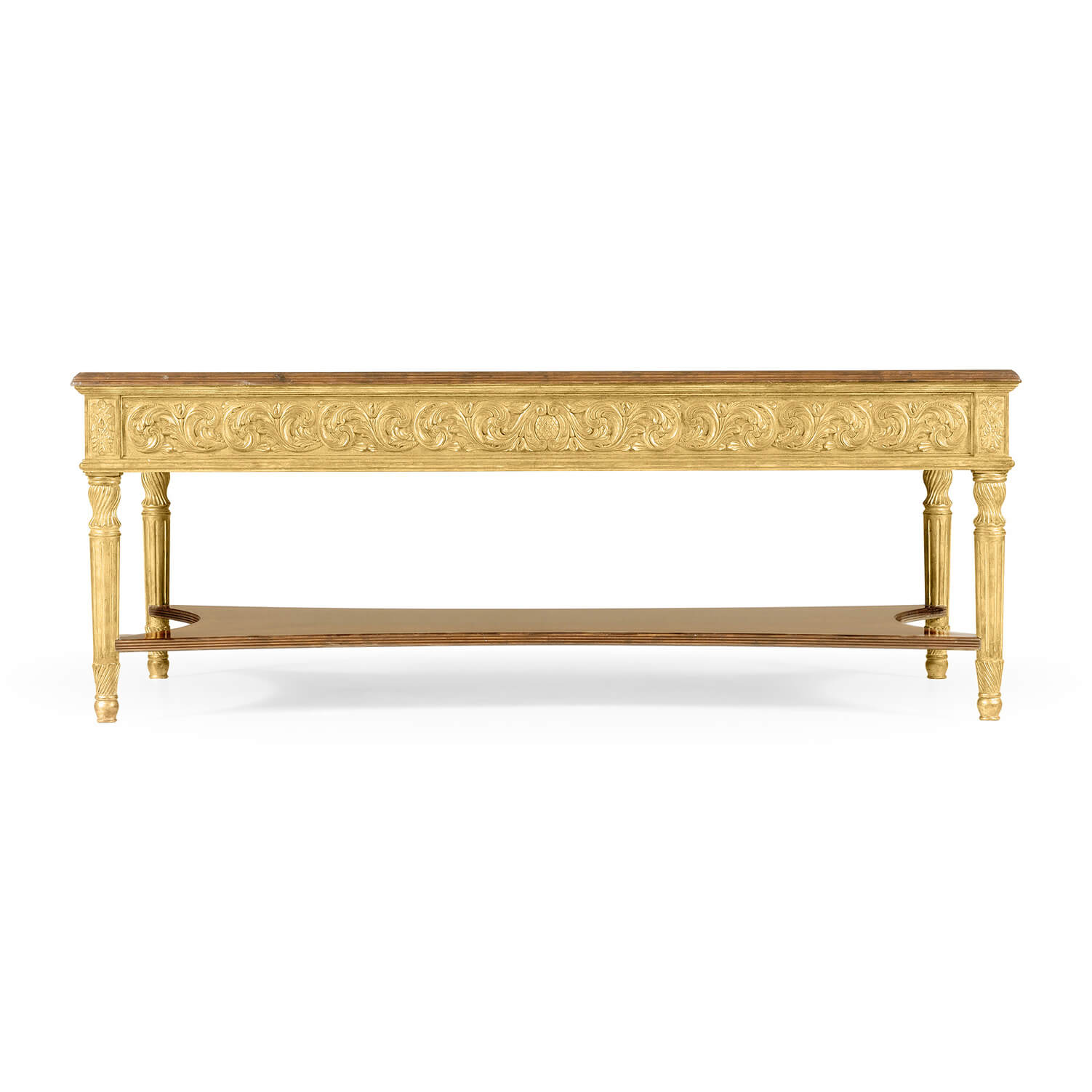 Front view of elegant giltwood coffee table.