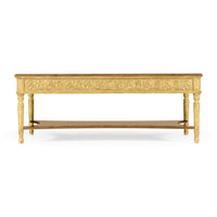 Front view of elegant giltwood coffee table.