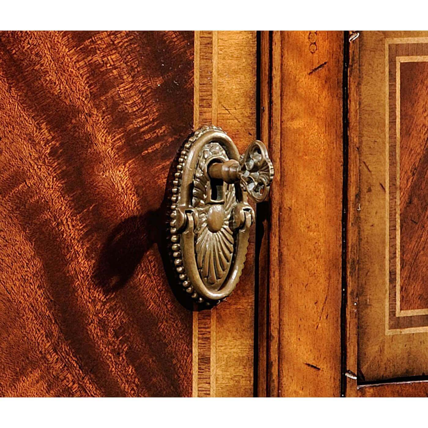 George III style mahogany sideboard, handle detail.