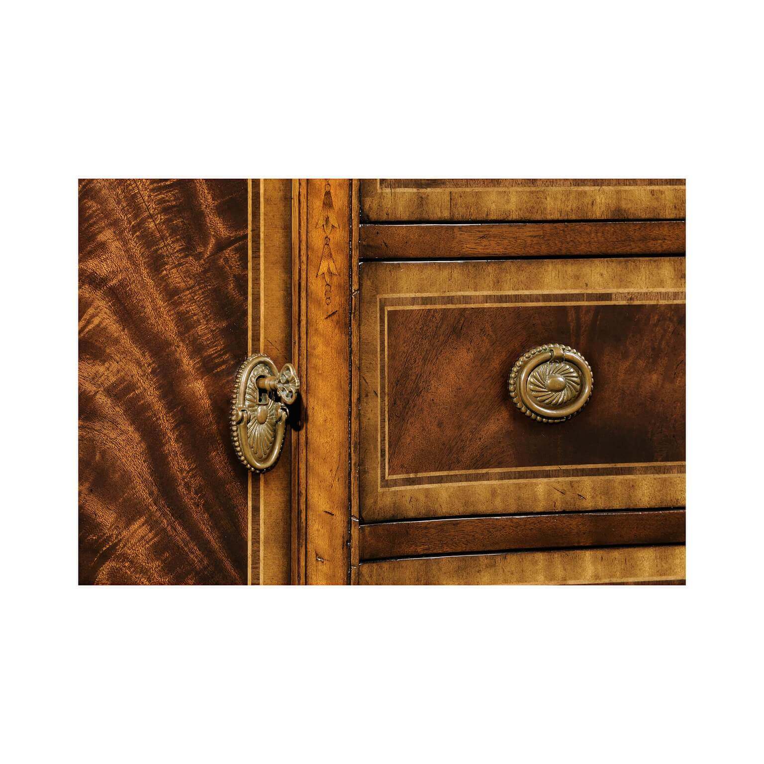 George III style mahogany sideboard, drawer and handle detail.