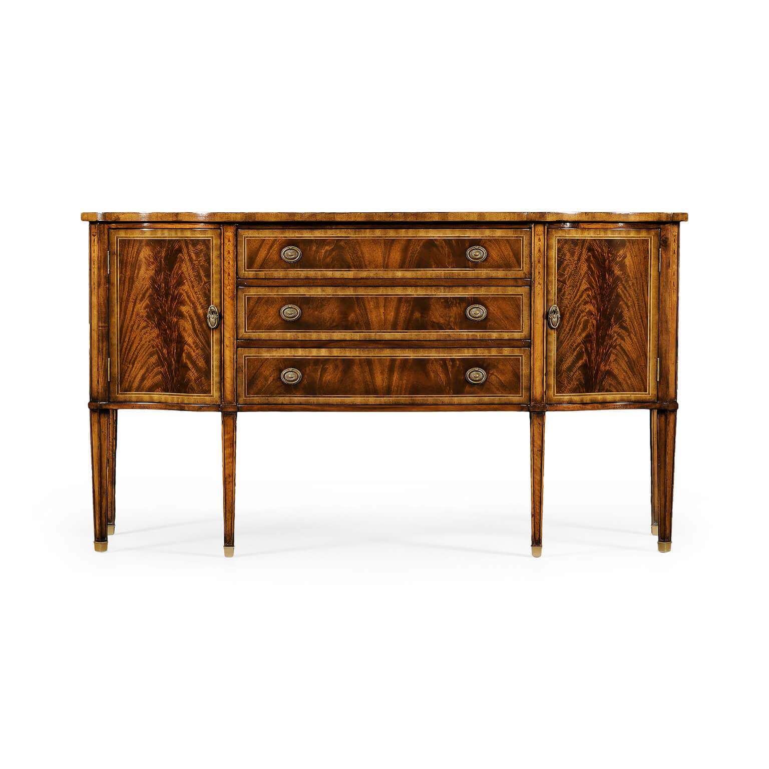 George III style mahogany sideboard, front view.