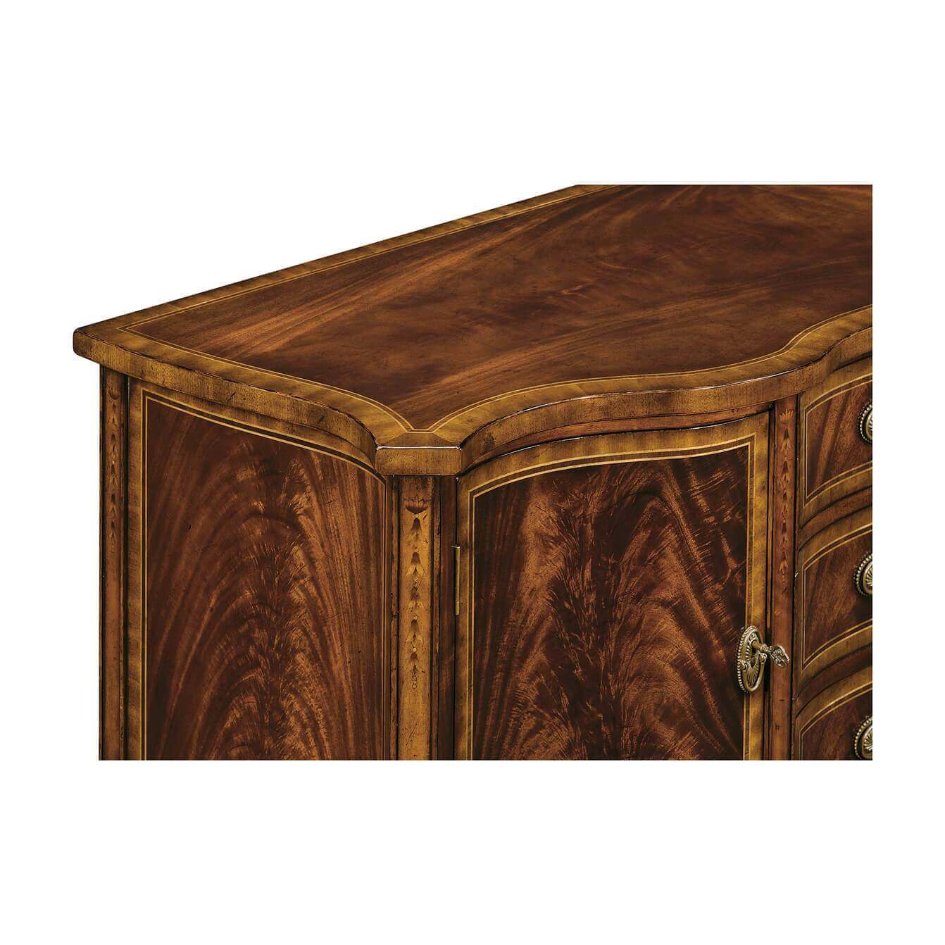 George III style mahogany sideboard, corner detail.