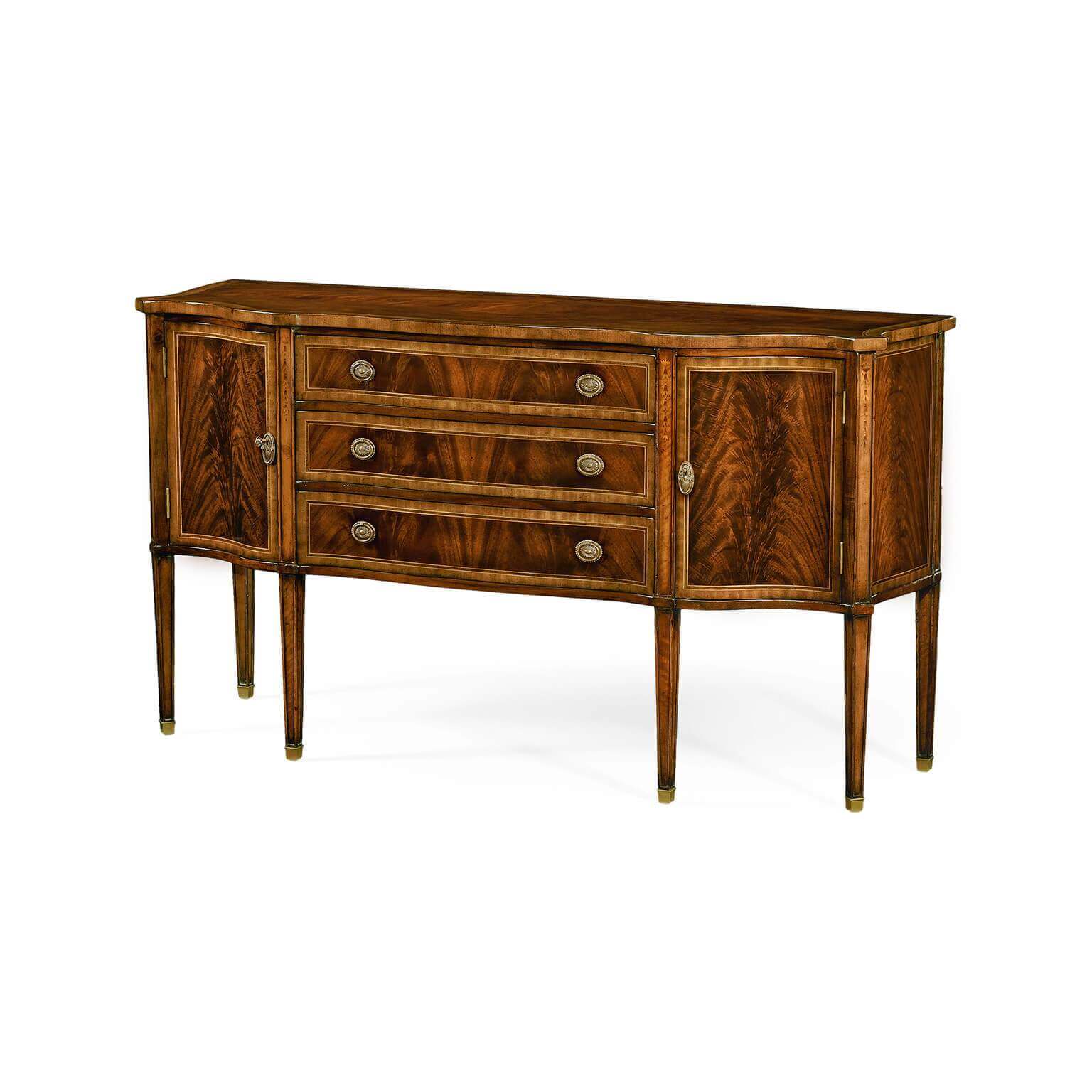 George III style mahogany sideboard, angled view.