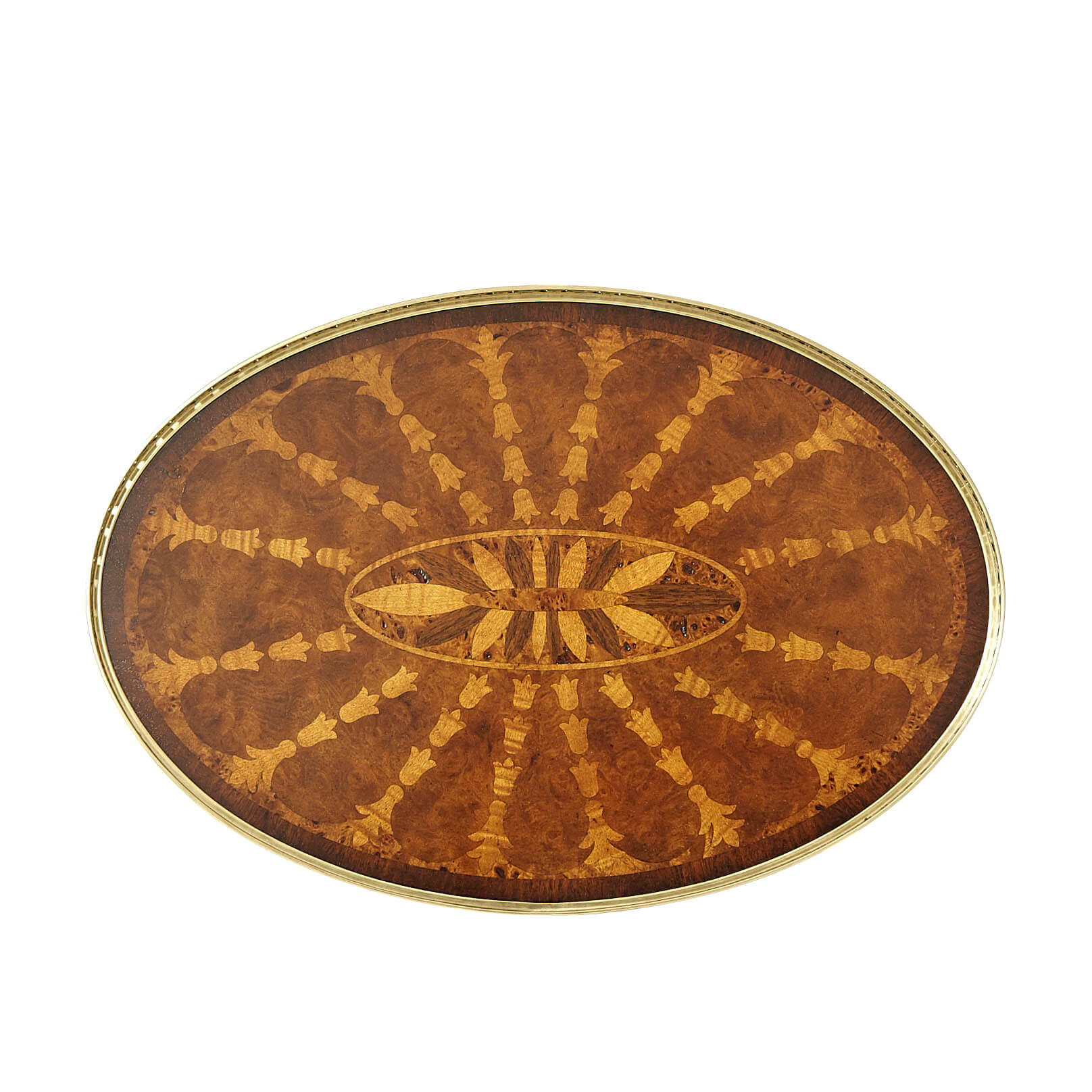 Top view of table's intricate parquetry design.