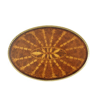 Top view of table's intricate parquetry design.