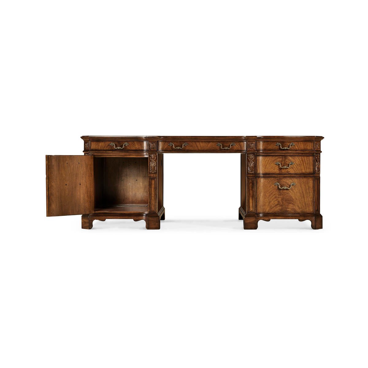 Side view with open door on walnut desk.