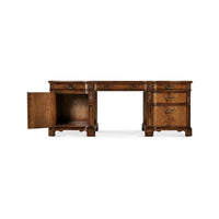 Side view with open door on walnut desk.