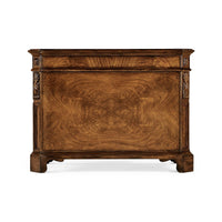Back of walnut desk, wood detail.