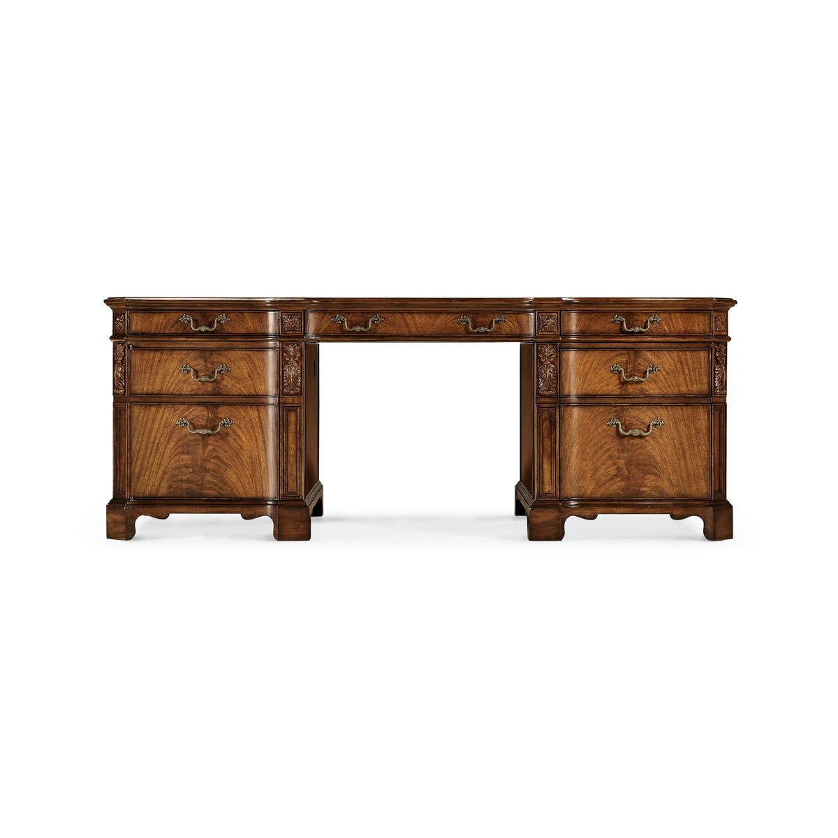 George III walnut desk, straight-on view.