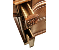 Drawer interior detail on walnut desk.