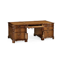 George III walnut desk with open compartments.