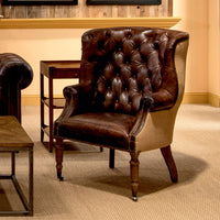 Barrel chair in cozy living room environment.