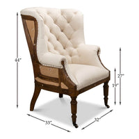 Measurements of Georgian wingchair from side perspective.
